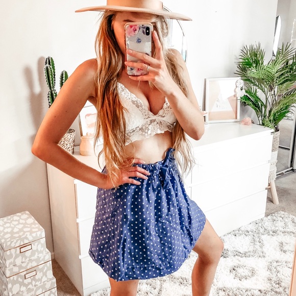 J.Crew Blue White Polka Dot Skater Skirt - Picture 3 of 5